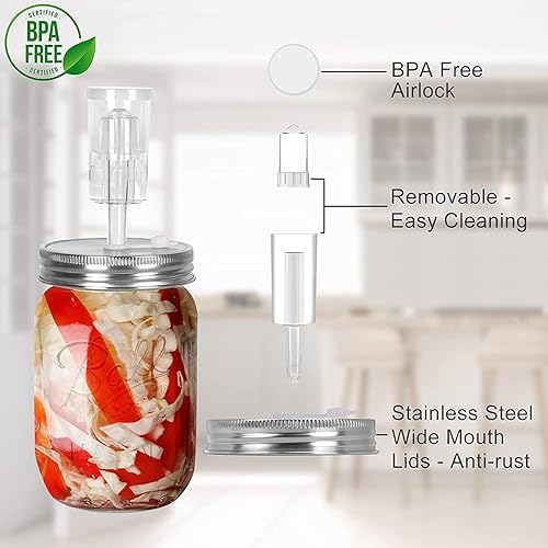 Miniatura 3 de Kit de fermentación 4 pesos de fermentación de vidrio, 4 tapas de fermentación, 4 esclusas de aire, 4 anillos de silicona, 5 ojales de silicona para