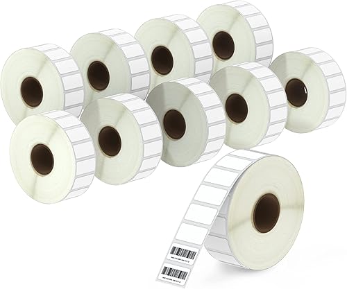 BETCKEY - Etiquetas pequeñas de 1 x 05 pulgadas compatibles con impresora de etiquetas Zebra  Roll adhesivo de alta calidad y perforado 10 rollos