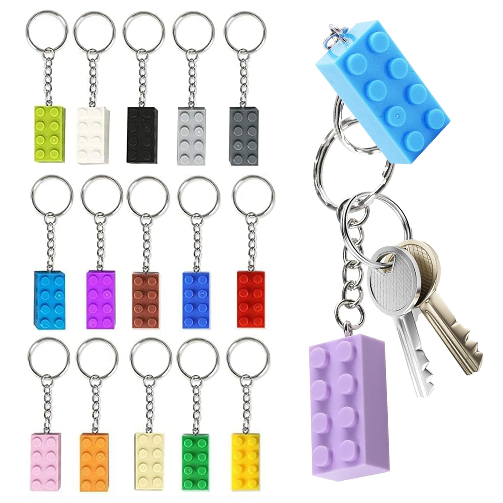 16 Portachiavi A Forma Di Mattoncino - Per Feste Compleanno Tema Costruzione, Unisex - Foto 6