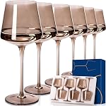 Colored Wine Glasses Set of 6,Large 16oz Crystal Glasses-Unique Fall&Winter&Christmas Gift Set Her,Wife,Mom,Friend-Colorful Hand Blown Wine Glass Red White Wine Dinner