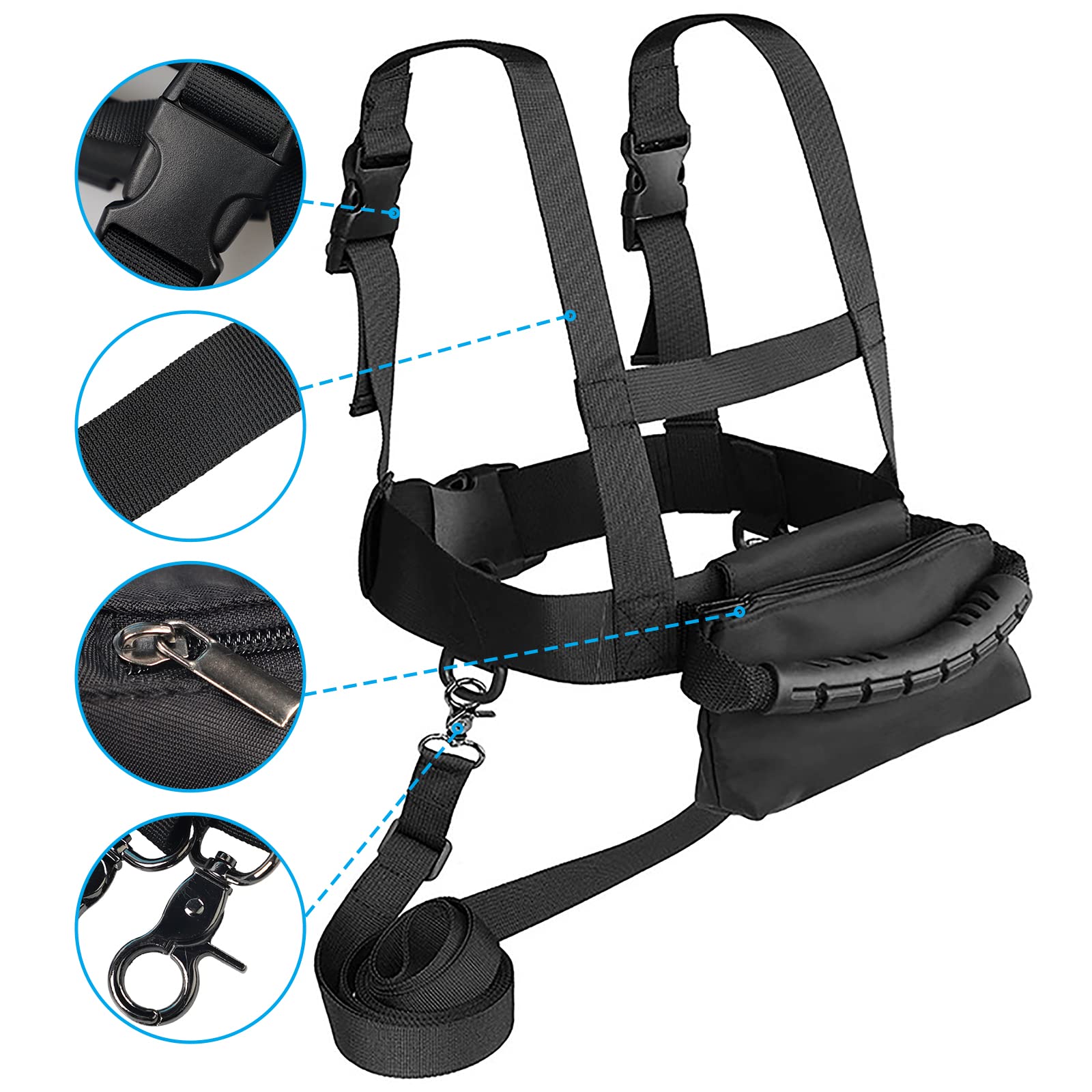 YJZQ Harnais de Fixation Harnais d'entraînement de Ski Harnais et Laisse réglables avec Pochette pour Enfant Sport Alpin Parent et Enfant Bande de Sécurité Anti Chute pour Patinage Snowboard