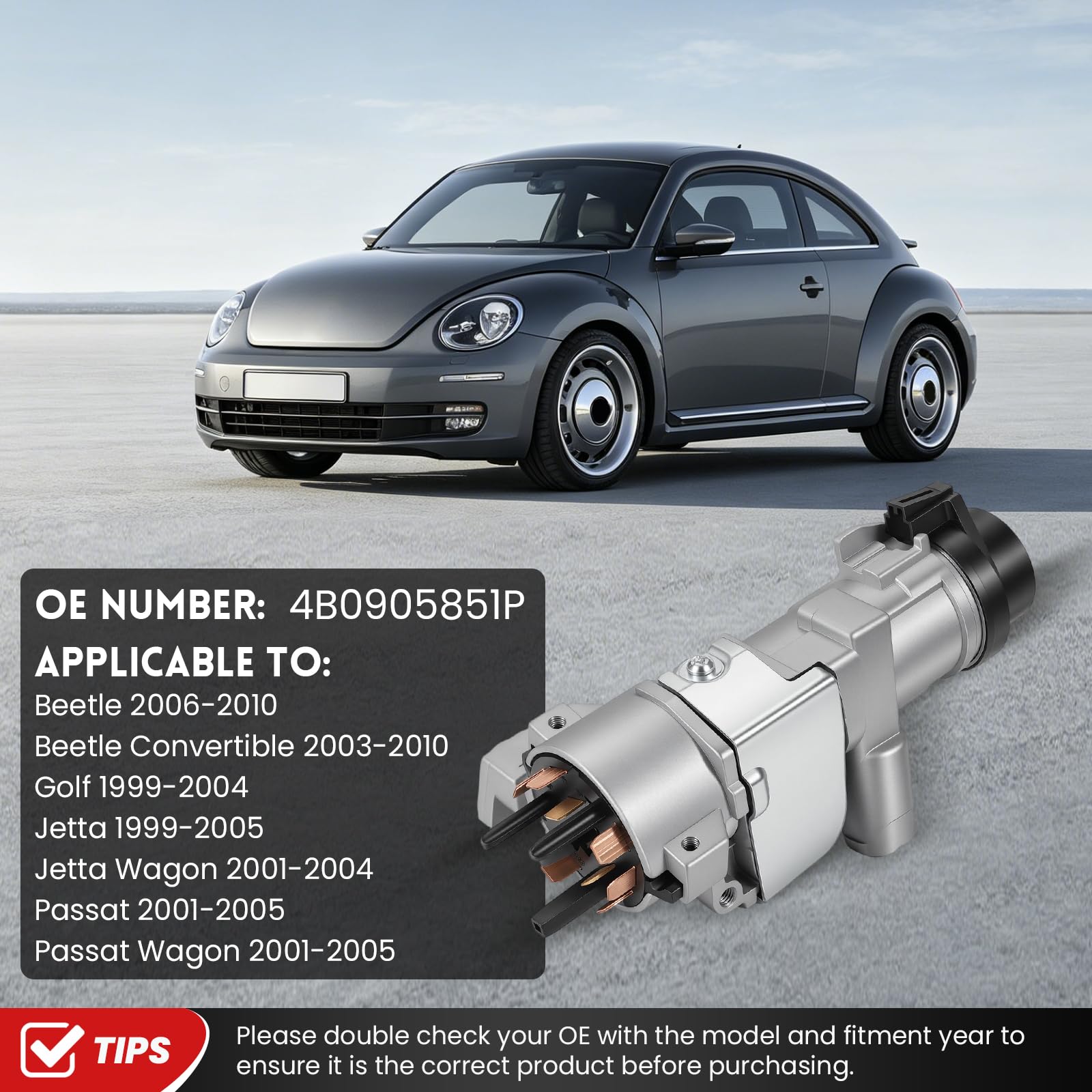 Zündschloss für A4 Golf 4 Jetta Passat Beetle Passat 1999-2010 4B0905851P