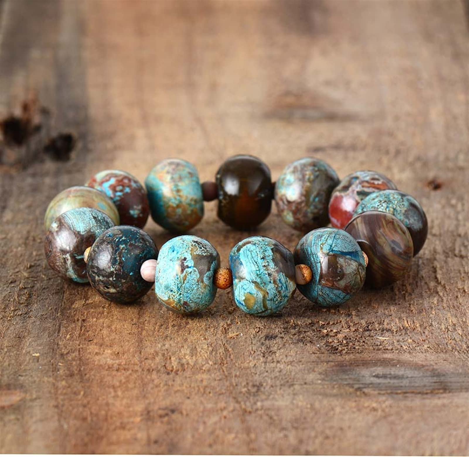 Bracciale Braccialetto in Rilievo Pietra Naturale Donne Stretchy Braccialetti Yoga Braccialetti Elastici Bracciali