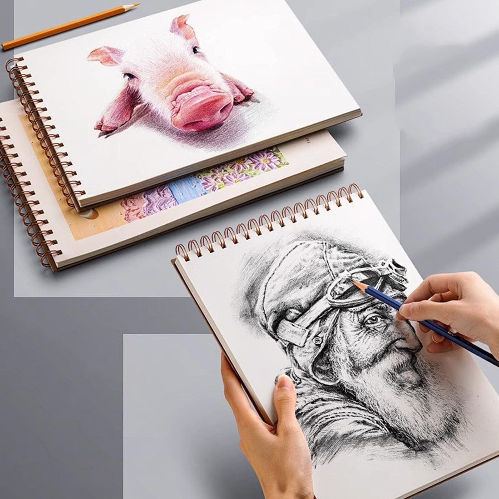 Bloc à dessin, carnet de croquis, papier 160 g/m², parfait pour les croquis de médias mixtes et la peinture à l'aquarelle, carnet de croquis de qualité artistique pour artistes