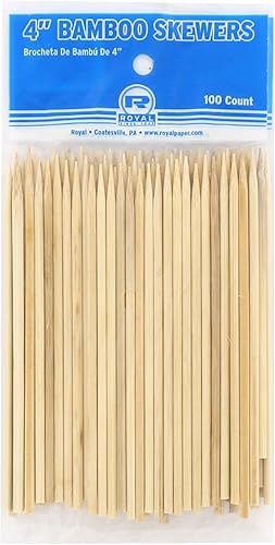 Miniatura 2 de Royal Brochetas de bambú de 4 pulgadas, redondas, para asar carne, satayos y verduras ensartadas, caja de 1,600