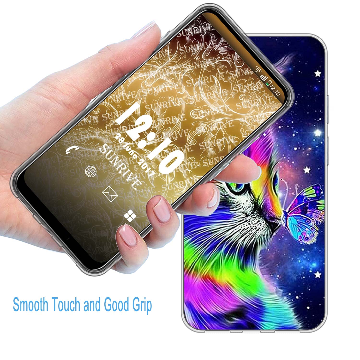 Sunrive Cover compatibile con OPPO Find X3 Neo 5G, Custodia Case in molle Trasparente silicone Morbida Flessibile Antigraffio protettiva back custodie(tpu Lupo