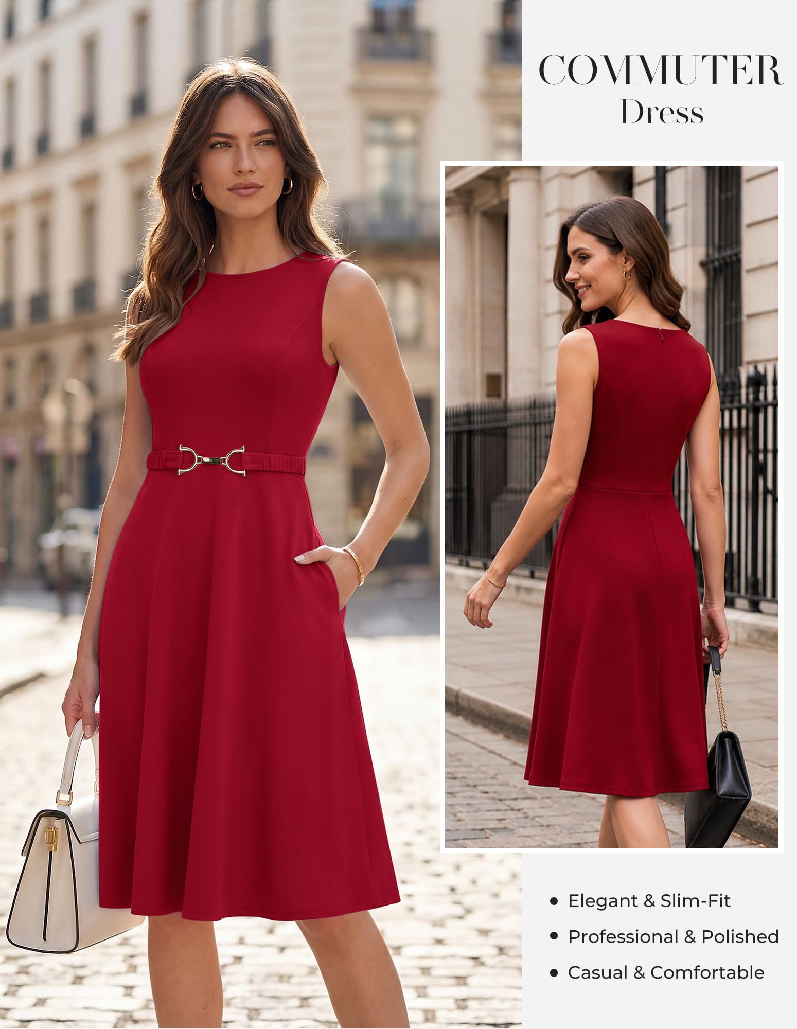 GRACE KARIN Vestidos de verano para mujer, cuello redondo, acampanado, para