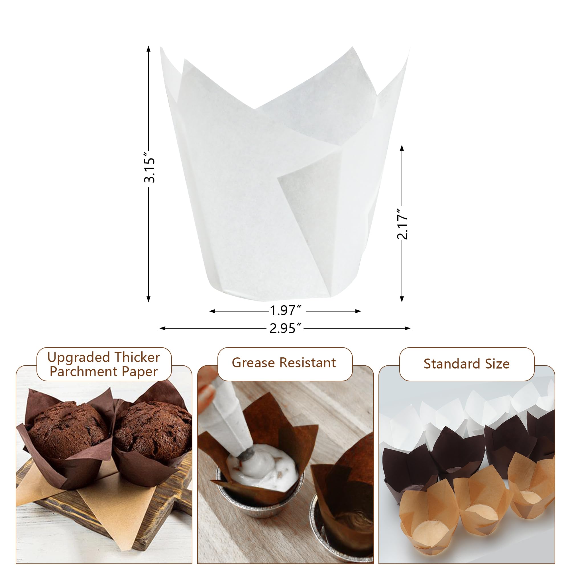 200 Pièces Caissettes Cupcake Tulipe En Papier Parchemin - Antiadhésives Résistantes à La Chaleur Pour Anniversaires