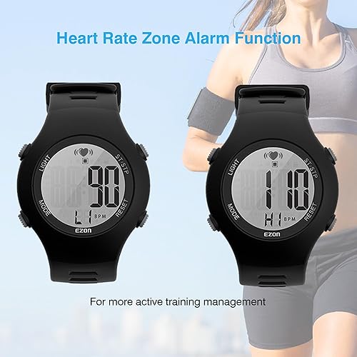 Miniatura 5 de EZON T037 Reloj de pulsera deportivo digital Monitor de frecuencia cardíaca al aire libre Reloj para correr con alarma cronógrafo con correa para el