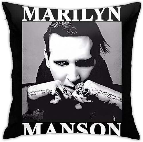 MaryAPerez Funda de almohada decorativa de 18 x 18 pulgadas, diseño de Marilyn Singer Manson, para sofá, automóvil, dormitorio, decoración del hogar disponible en Yaxa Peru