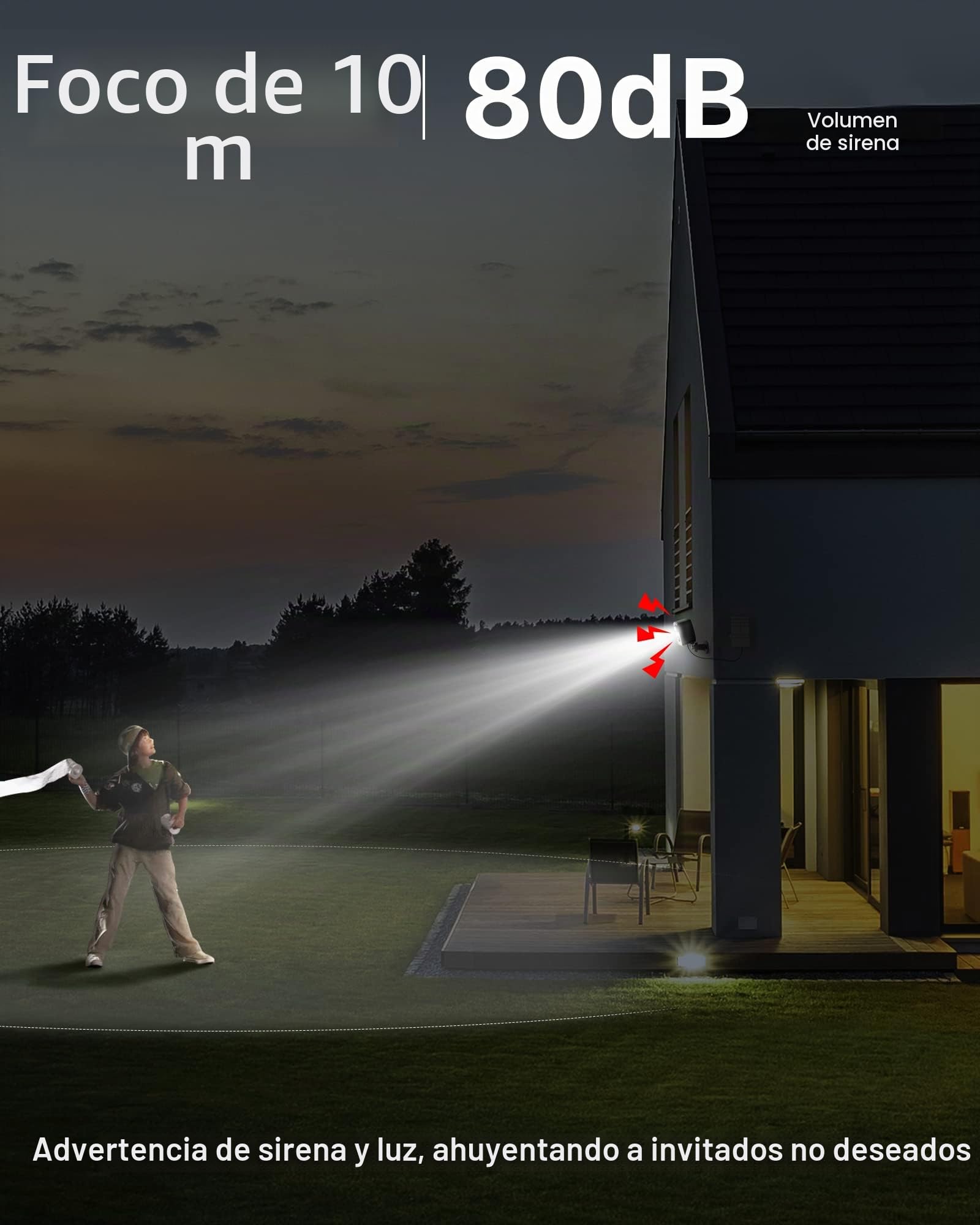 Camara Vigilancia WiFi Exterior con Panel Solar, Camaras Vigilancia Domicilio WiFi, Visión Nocturna Colorida, Detección de Movimiento PIR, Todo el Año de Protección Continua (DF220-B2)