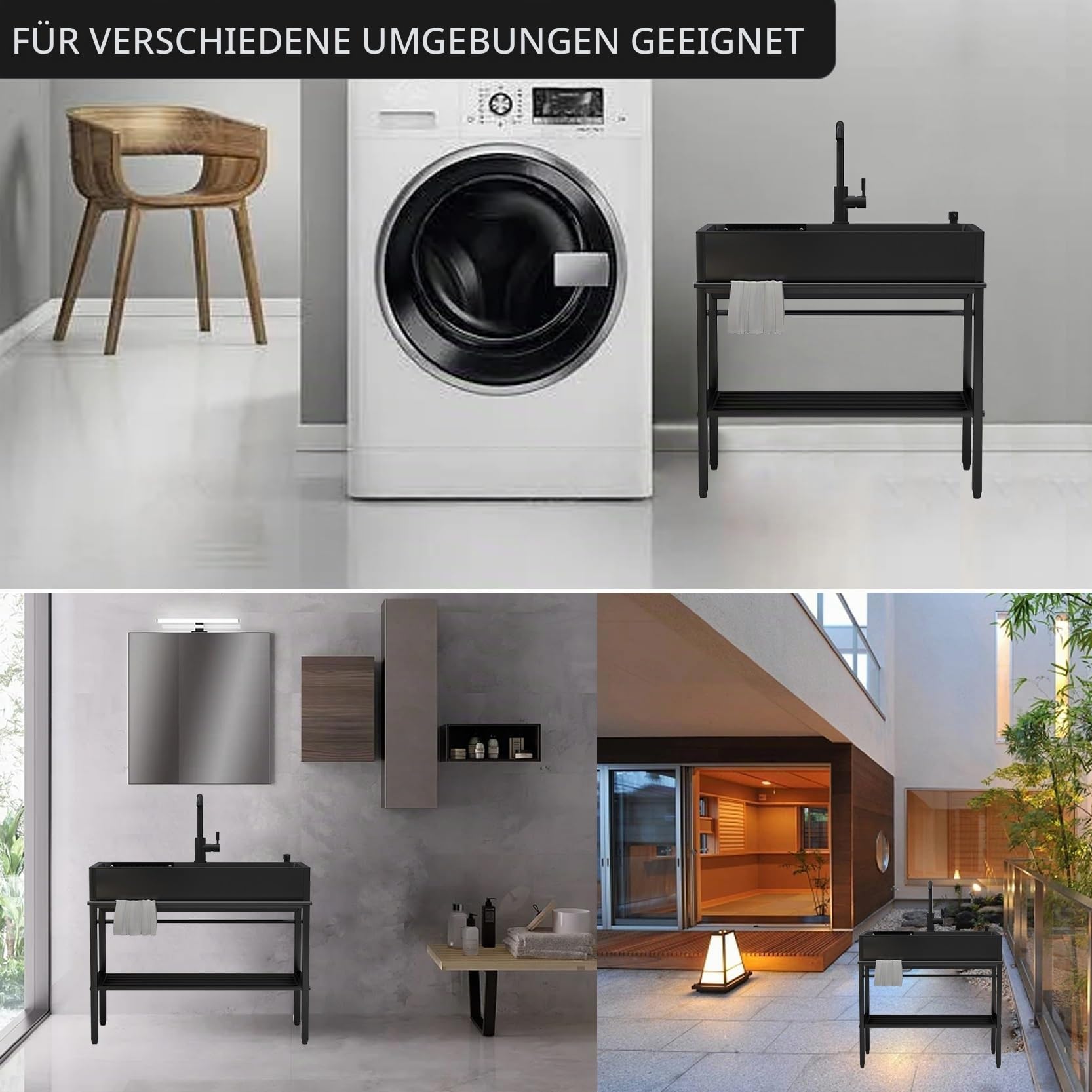 Edelstahl Spültisch,Spülbecken mit Wasserhahn,Outdoor Küche Gewerbliche Mobiles Waschbecken mit Ablagefläche,Freistehend Spüle Gastro 1 Becken küchenspüle mit Unterschrank,für Außen,Innen(60x45x86cm/2