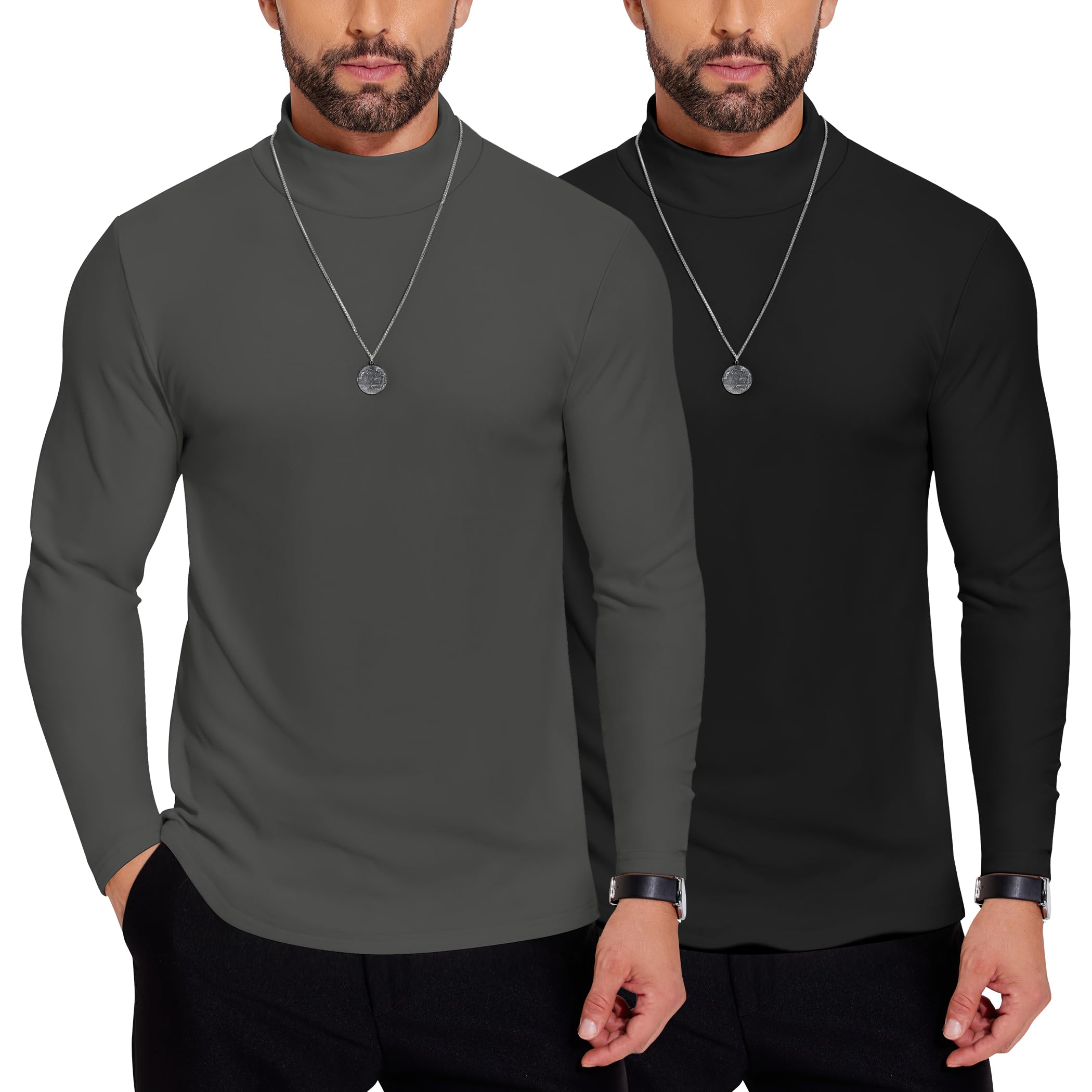 COOFANDY Rollkragenshirt Herren Longsleeve Rollkragenpullover Langarmshirt Einfarbig Rollkragenpulli Unterzieh Pullover