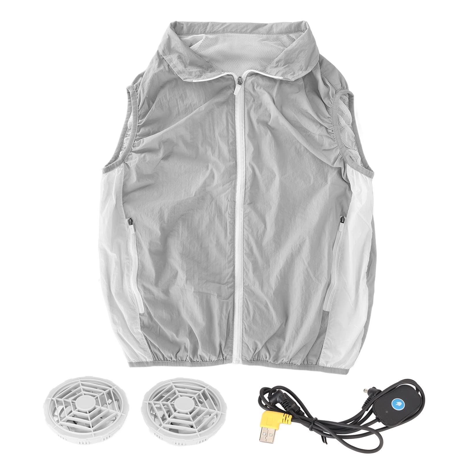 Gilet di Raffreddamento, modalità a 3 velocità, Gilet di Raffreddamento del Corpo Grigio Chiaro, Power Bank, Motore Senza Spazzole Senza Maniche per i Viaggi (L)