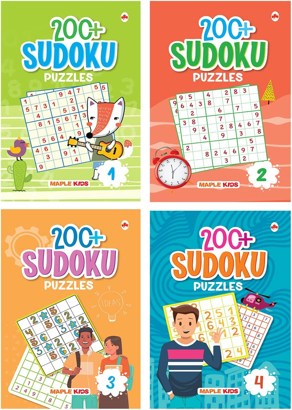 Sudoku (Set of 4 Books) with more than 800+ Puzzles - Brain Activity Books - Brain Booster Games - Puzzle Activity Books for Children - Age 4+ - Brain Teaser Exercises - Puzzles for Children