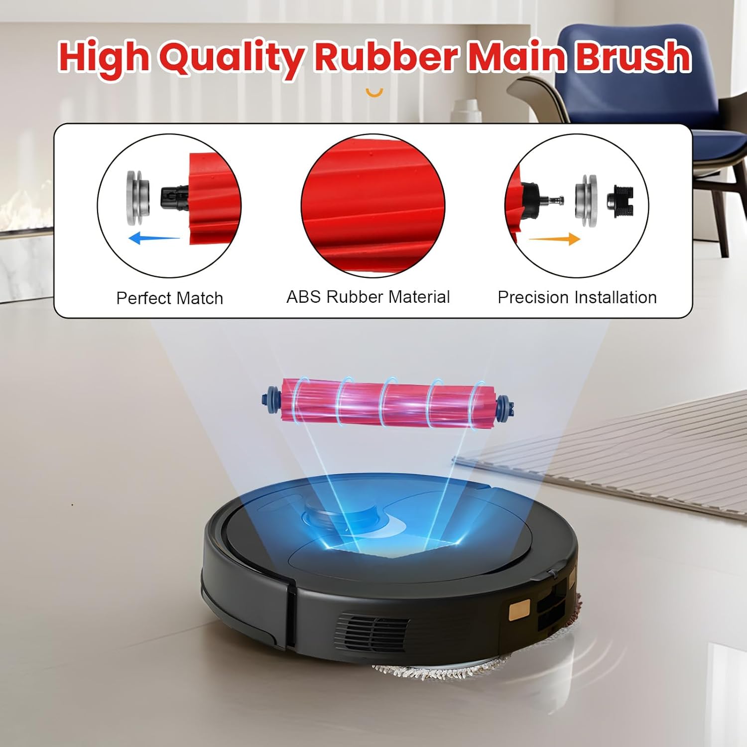 26 Pack Replacement Accessories for Roborock Q Revo【Not for Qrevo S/Pro/Plus/MaxV】Robot Vacuum Cleaner, 2 Main Brush 6 Side Brush 4 HEPA Filter 6 Mop Pads 6 Dust Bags 1 Cleaning Brush 1 Screwdriver