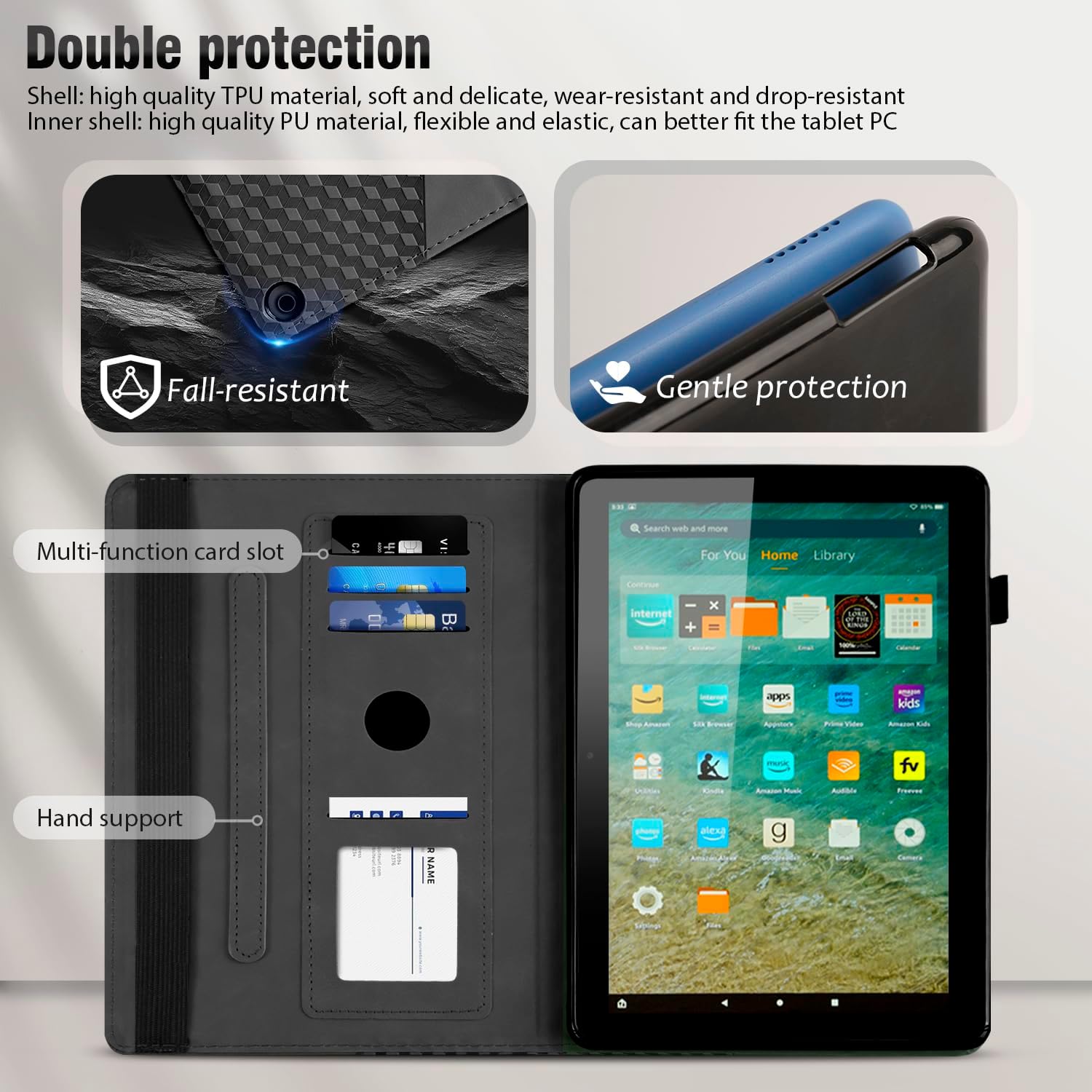 Case for FM 11 (13th Gen, 2023), Multi-Angle Stand with Flexible Fixation Auto Wake/Sleep, TPU Material (Black)