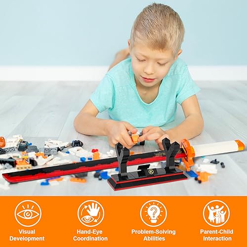 Miniatura 5 de Juego de construcción de espadas para Flame Hashira, bloque de espada de juguete de anime para cosplay, destructor de demonios, kit de modelo de