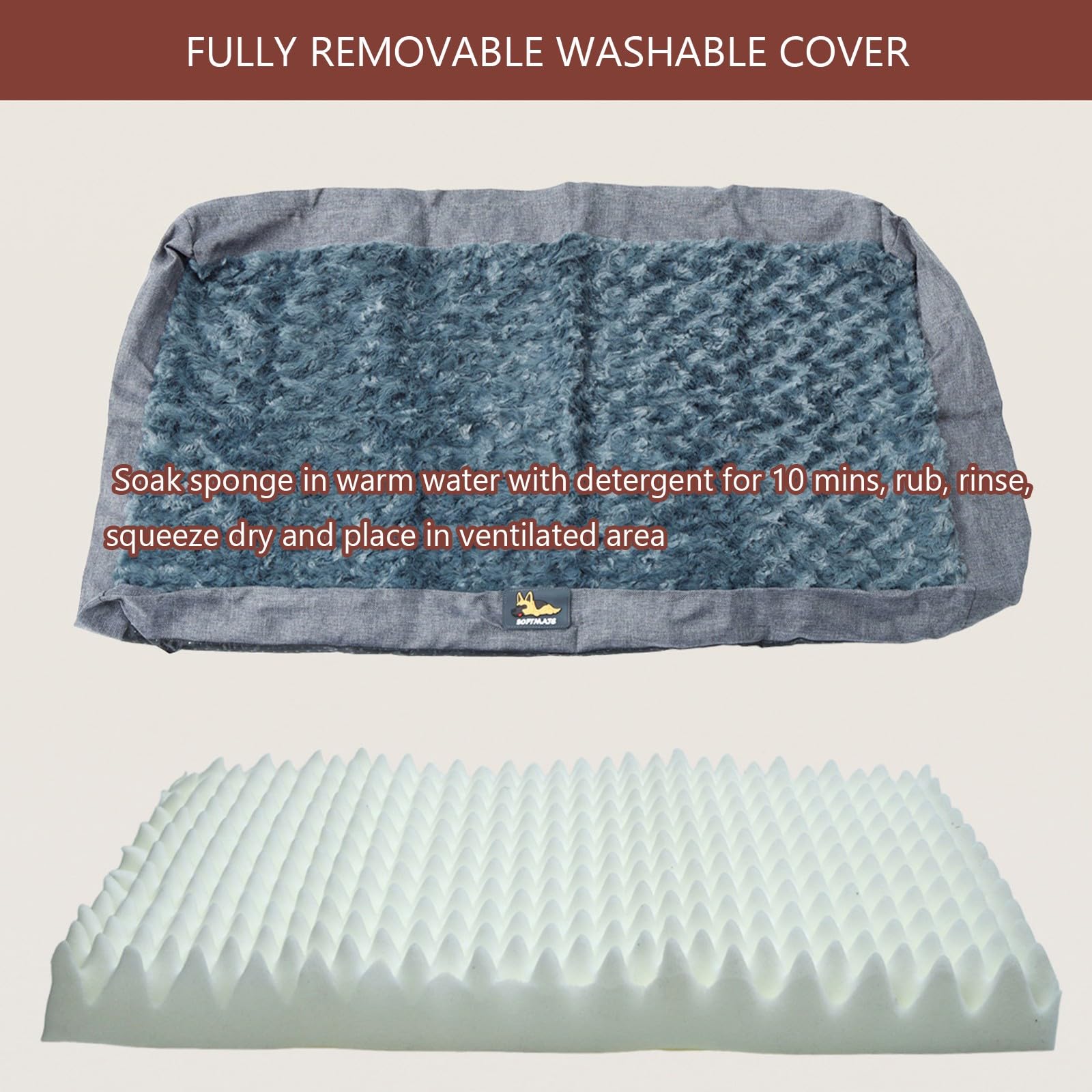 Generisch Hundebett Grosse Hunde Hundebett Flauschig Nachhaltiges Hundeplatz Hundekissen Waschbar Wasserdichtes Sofa FüR Katzen Und Hunde(Coffee,107x76x9cm)