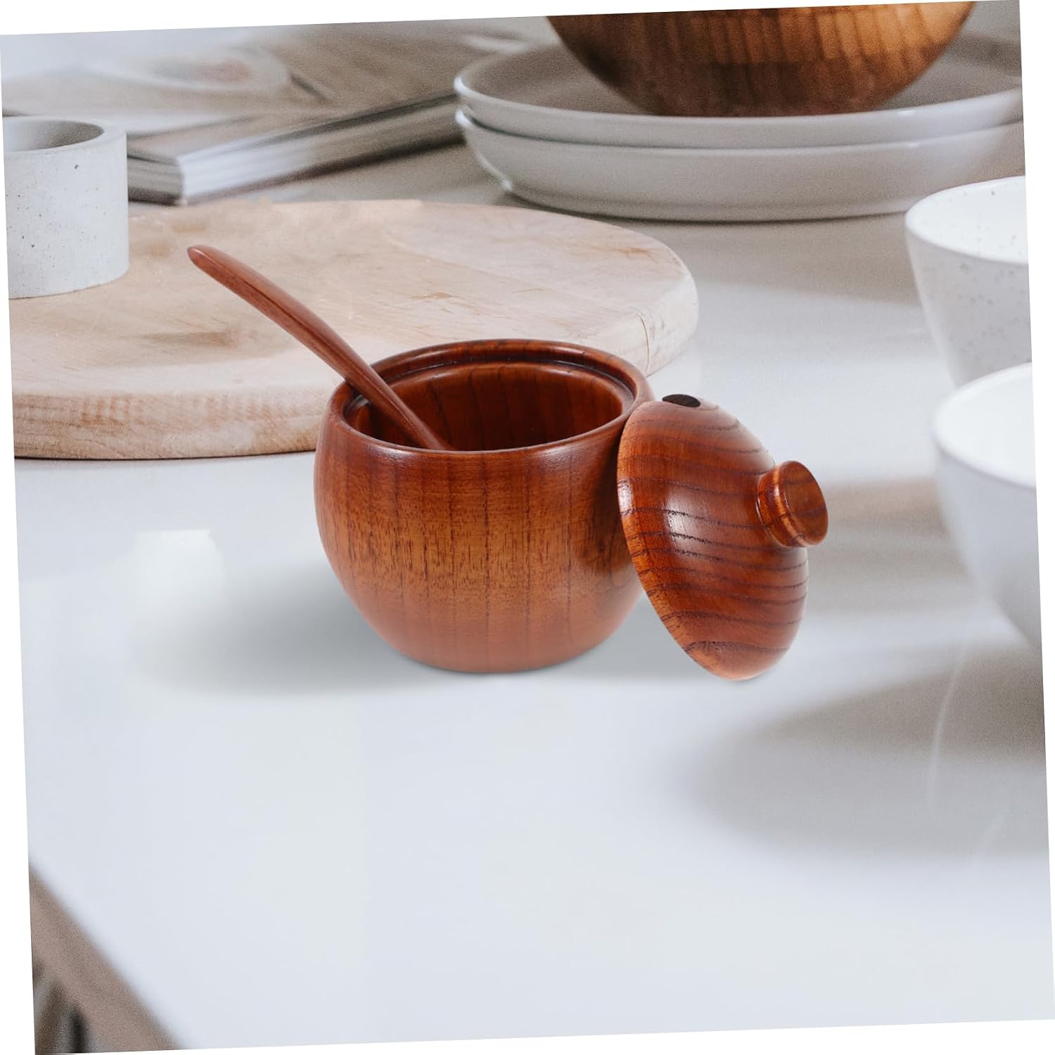 IMIKEYA Wood Seasoning Jar Spoon Set 180ml for Kitchen Cooking image 5