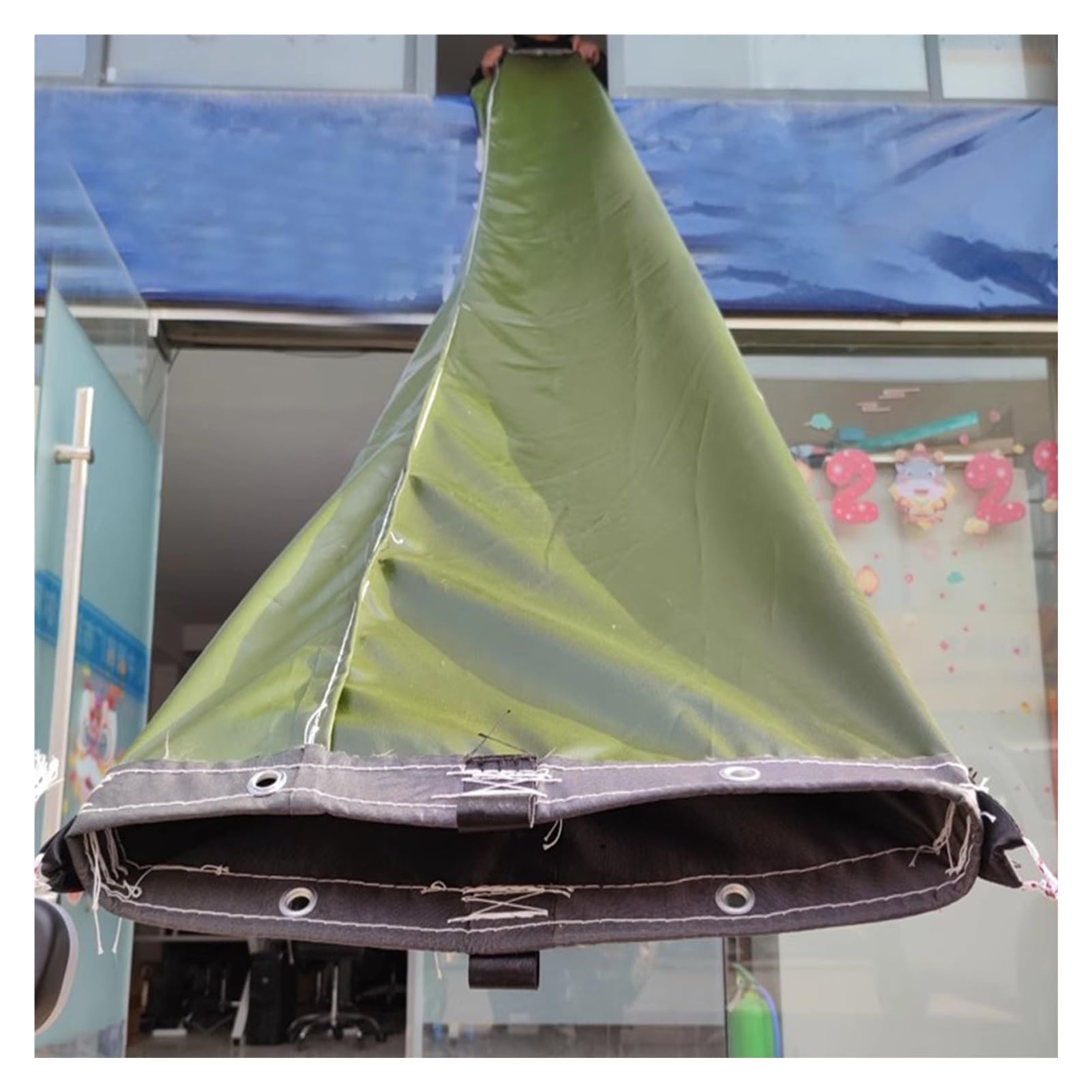 GTHTUHFD Canvas Chute,Heavy Duty Tarpaulin Chute With Frame, 2X16M Cargo Handling Slide For Warehouse Unloading, Durable Temporary Conveyor System For High-Rise Applications,Green-2x26m/6.56x85.28ft