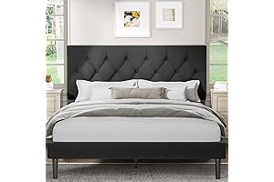 Luxurious Queen Bed Frame with Elegant Upholstered Headboard