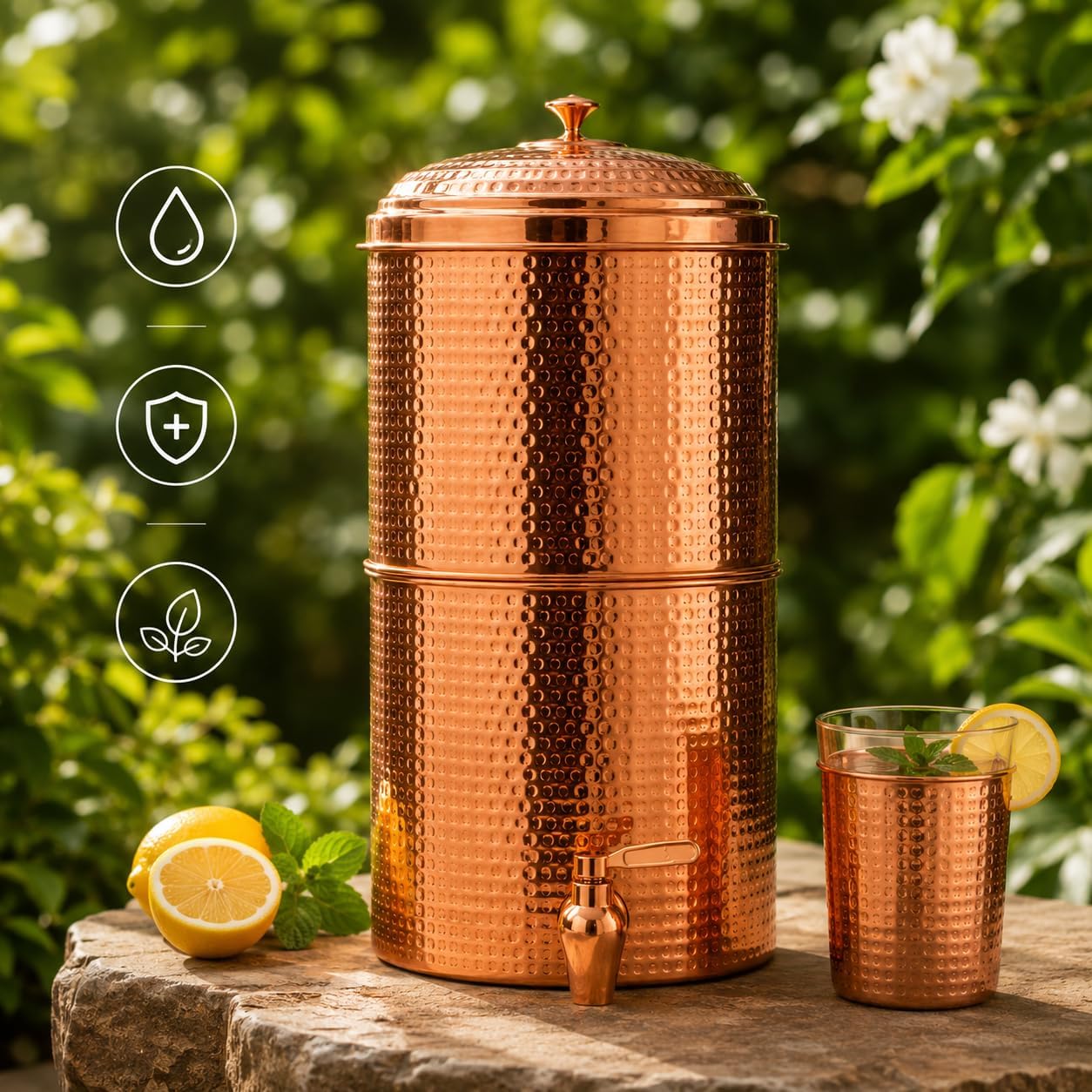 Pure Copper Gravity Water Purifier with Ceramic Water Filter | Copper Water Filter for Home | Healthy Drinking Water Storage (15)