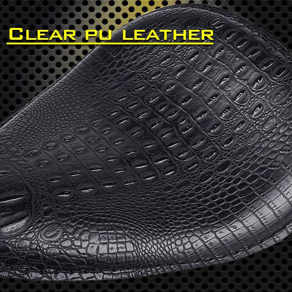 KATUR Universal Motorcycle Crocodile Leather Style Saddle Solo Seat Cushion Spring Compatible with Harley/Honda/Yamaha/Kawasaki Black