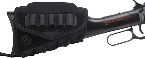 Almohadilla de cuero genuino para mejillas para escopeta de rifle, pistola con soporte de carcasa .308 .40-65 .45-70 bolsa de cartucho