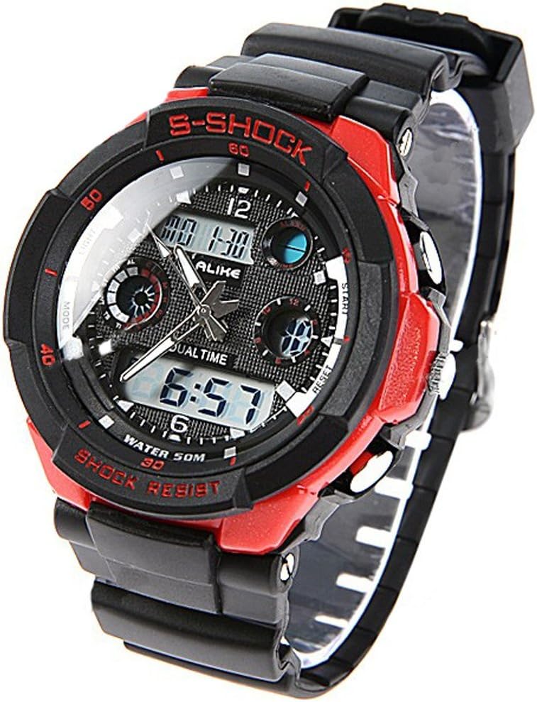 EZSKIDKA (Alike) AK1170 50M Waterproof Digital Watch Quartz Analog Watch Wristwatch Timepiece for Men Male Boy SWMN4-205187 (Red)