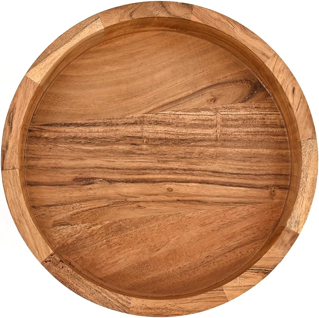 Rustic Wooden Salad & Snack Bowl | Serve Fruit, Pasta or Popcorn | Perfect for Parties, Family Dinners, Thanksgiving, Christmas & Kitchen Counter Décor (12" X 12" X 2.5")
