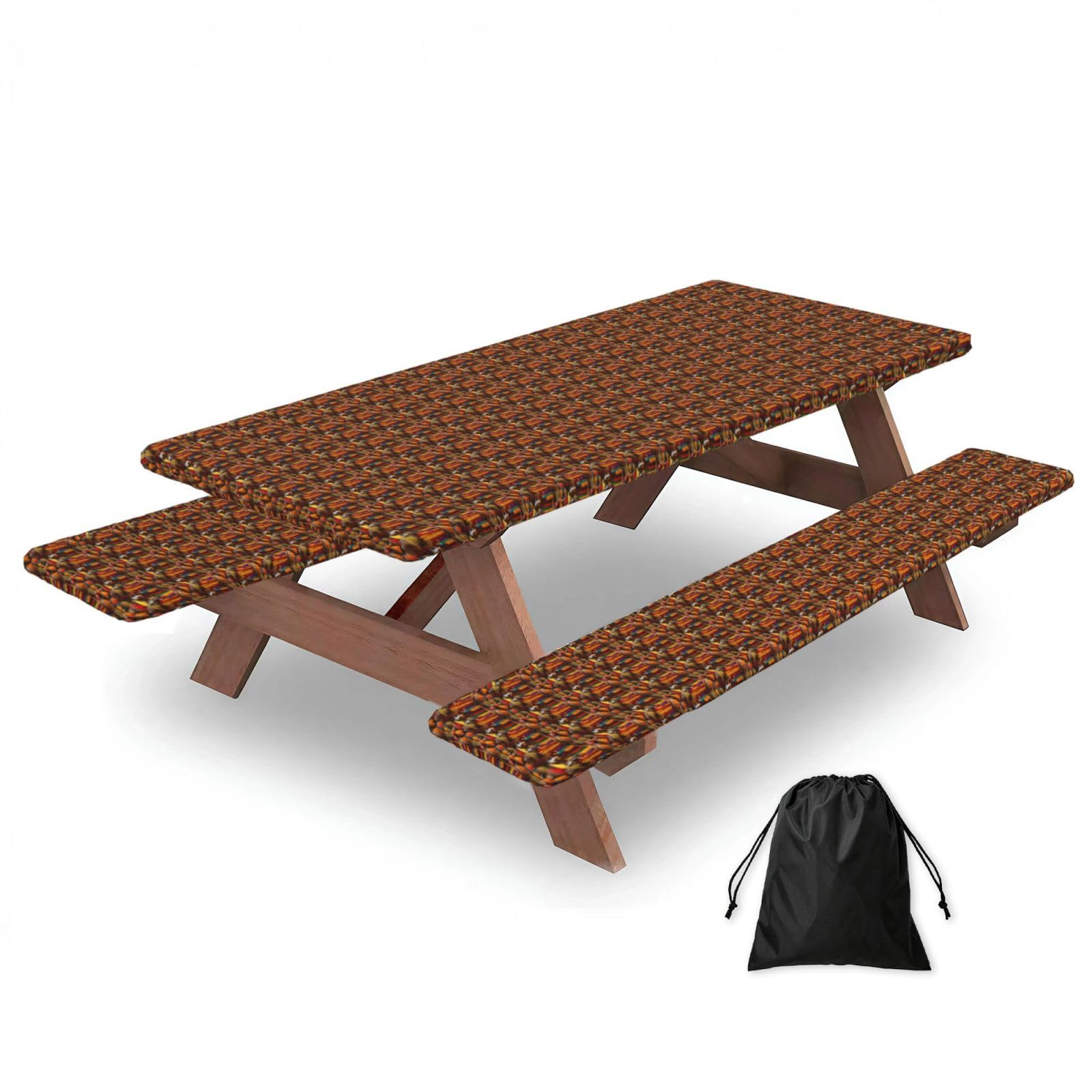 PPHGUT Condiments Spices Print Picnic Table Bench Cover Set Outdoor Garden Bbq Protector For Family Camping