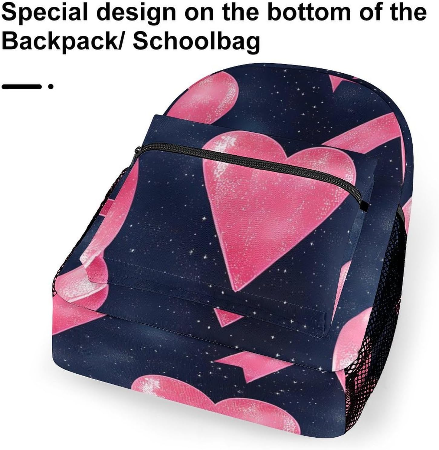 Breast Cancer Ribbons Hearts Unisex Backpack Casual Daypacks Lightweight Shoulders Bag for Camping Hiking Travel