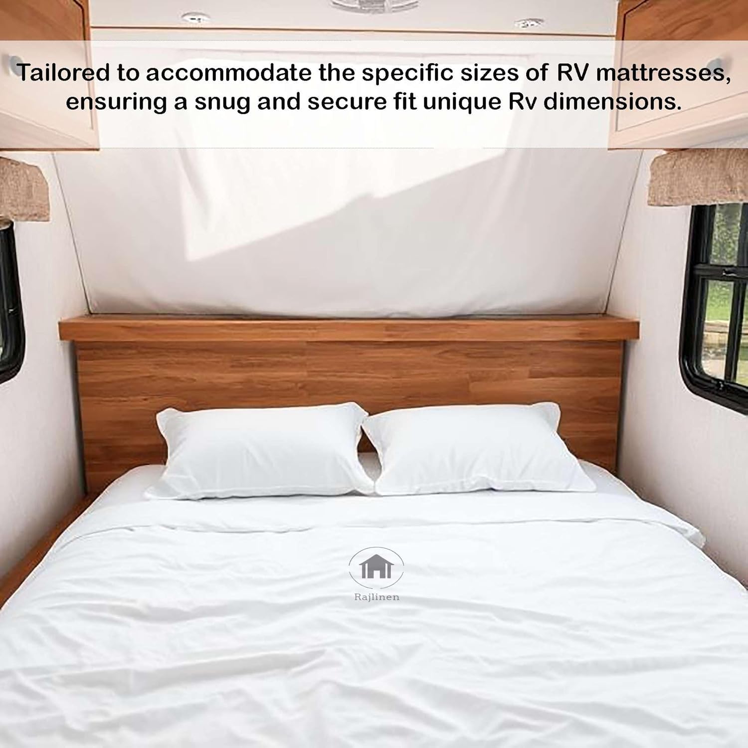 Rajlinen Microfiber RV Sheet Set, 4-Piece Camper Bedding, Queen (60x80) Sheets, Ultra-Soft Wrinkle-Free Sheets, Fits Mattresses Up to 12-Inch Deep Pockets, White