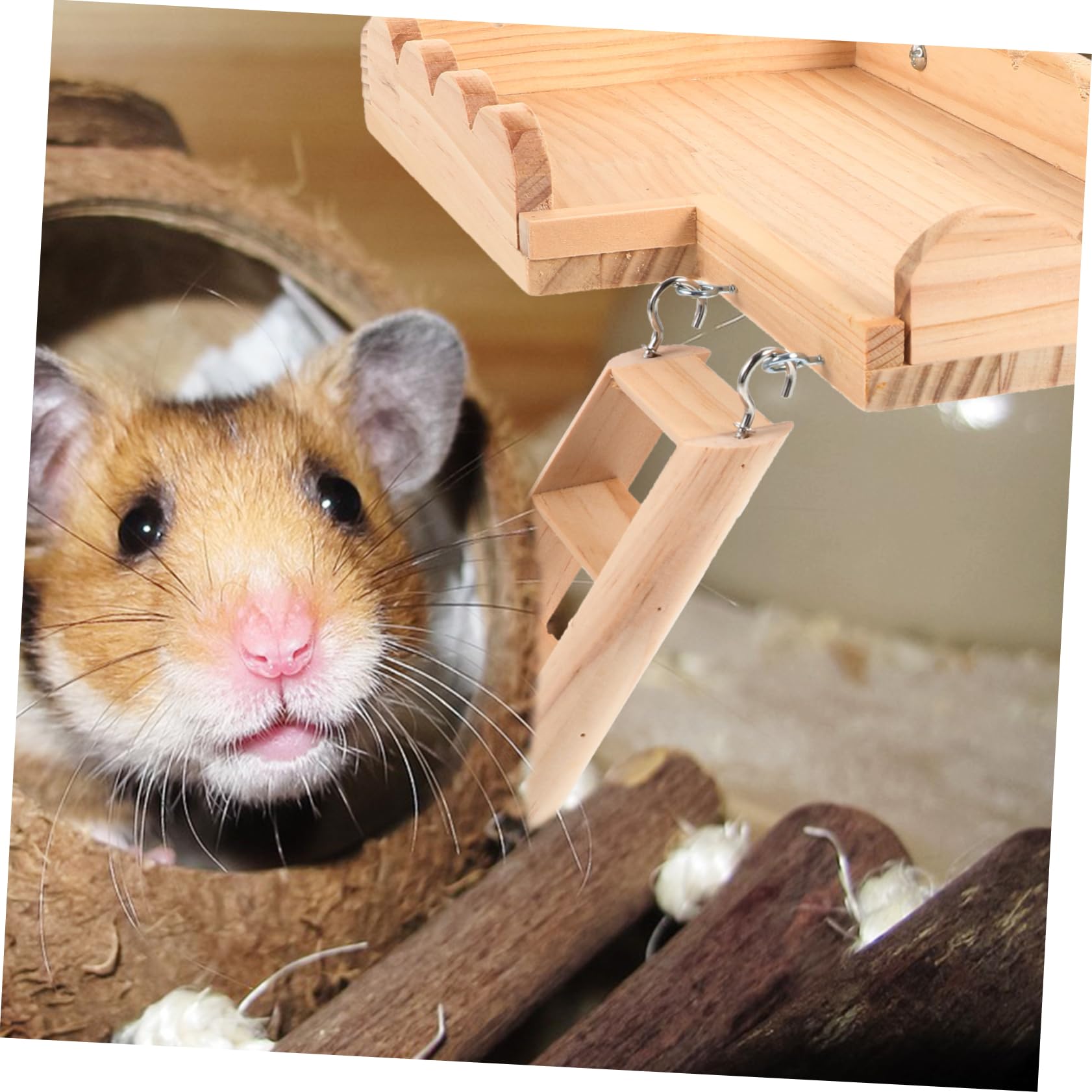 ibasenice Hamster Plattformspielzeug mit Glatten Kanten und Runder Form Inklusive Kletterleiter für Hamster Käfig als Spiel und Ruheplattform in Khaki