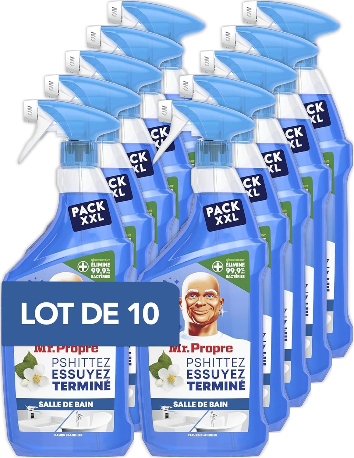 Mr. Propre Spray Désinfectant Salle de Bain Fleurs Blanches 800ml x10