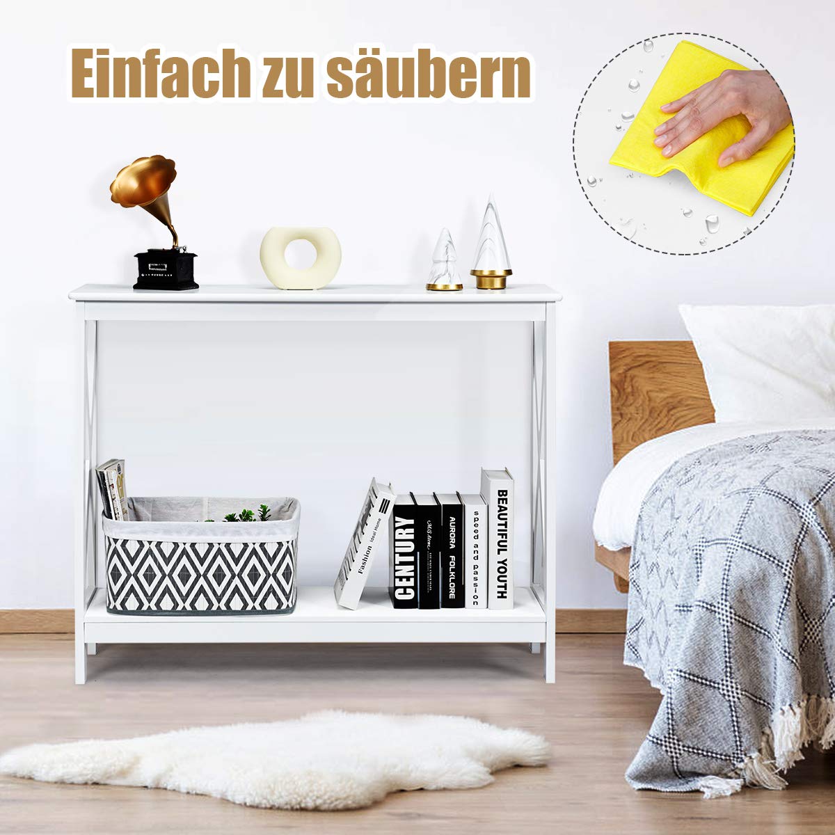 GOPLUS Consoletafel, smalle entreetafel met lade en 2