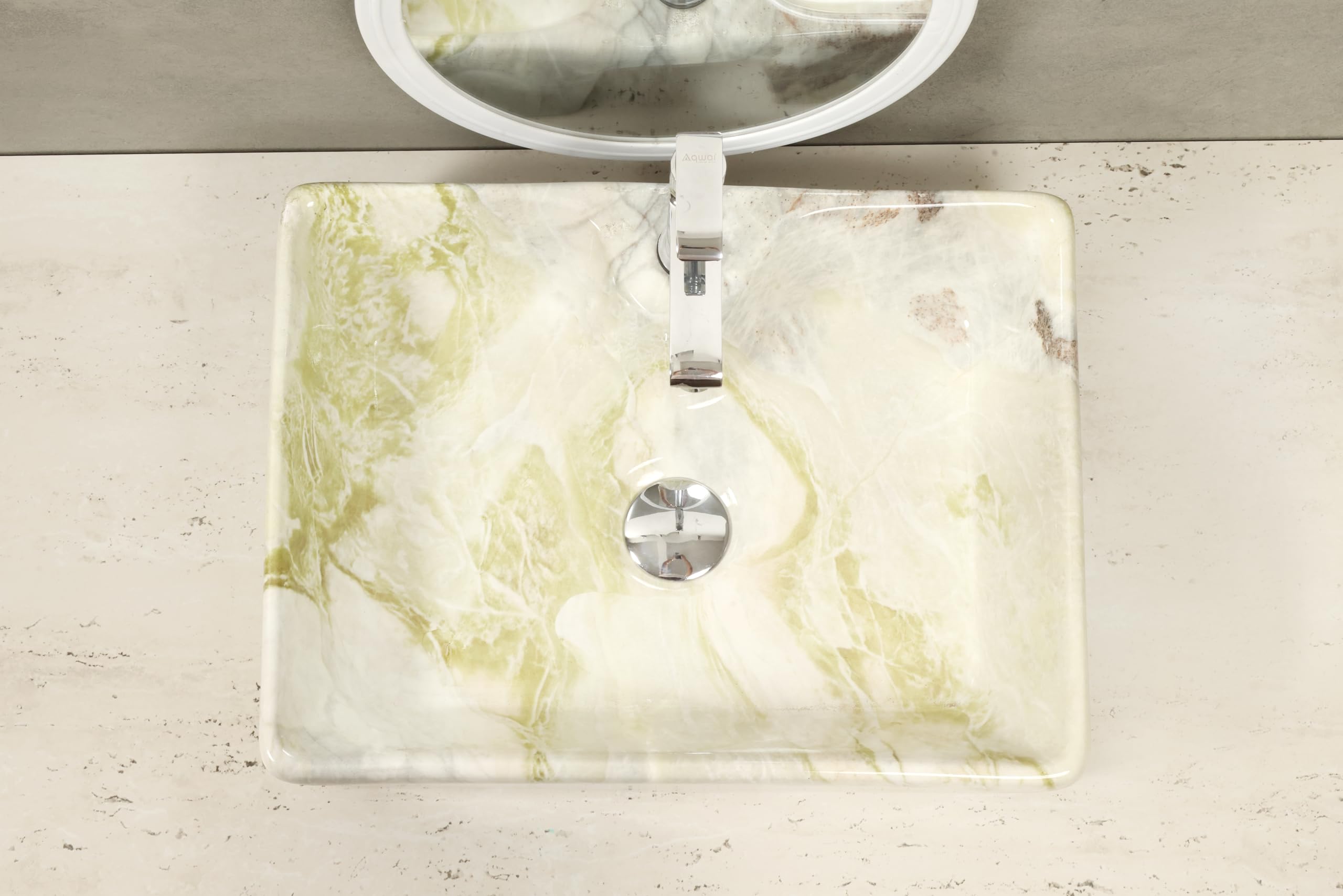 HISRE Ceramic Table Top Vessel Sink Wash Basin Oval Shape Over Counter Wash Basin For Bathrooms & Living Room 19 X 14 X 5 Inch (Style - 2) 1104, photo 4 of 4