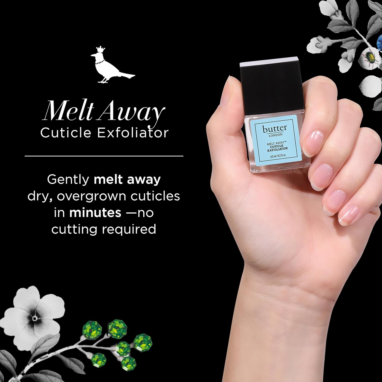 butter LONDON Cuticle Remover Liquid, Melt Away - Cuticle Softener Oil Exfoliator Gently Removes Dry & Overgrown Skin - Nail Care for Clean & Healthy-Looking Nails, Home Manicure & Pedicure - Image 2