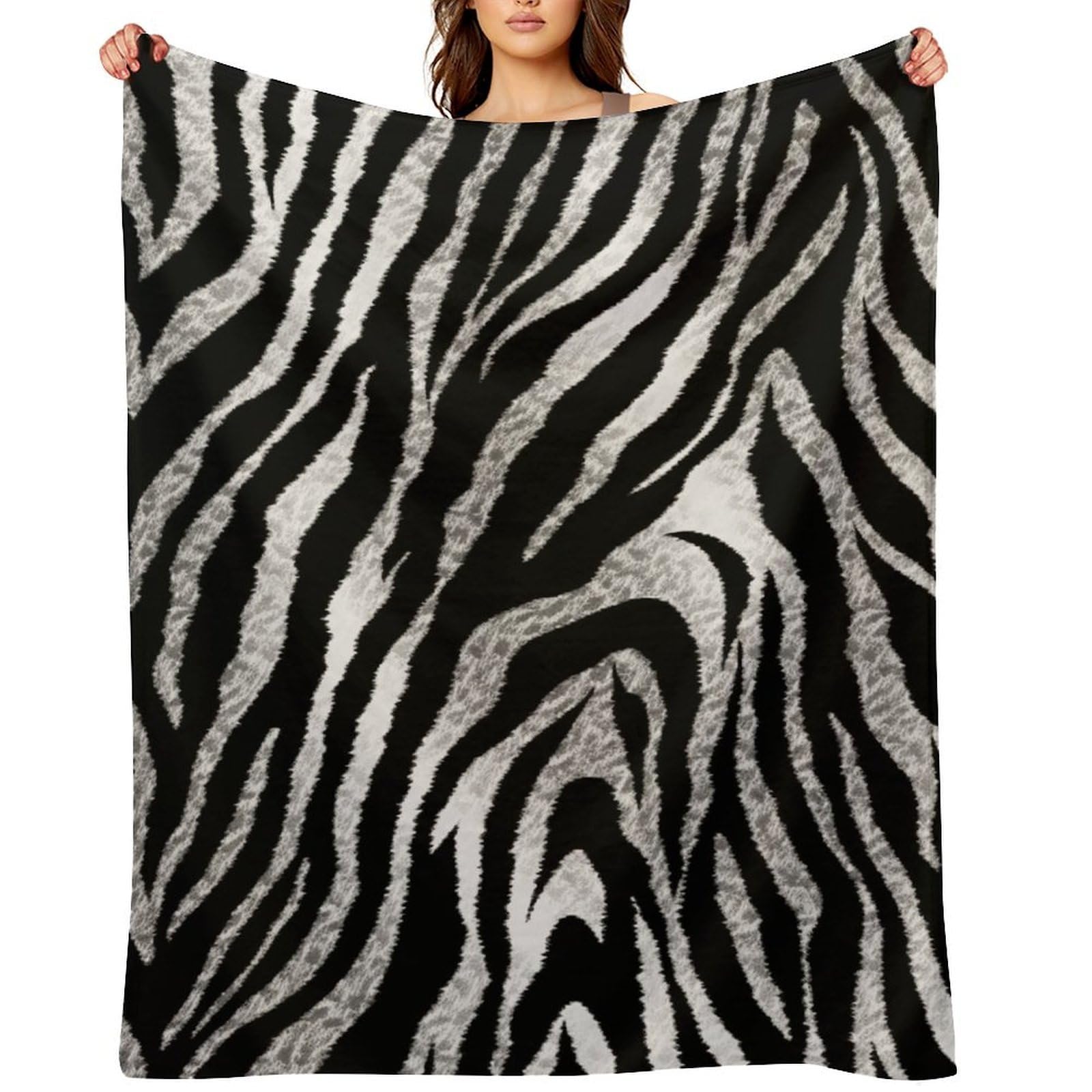 Black and White Zebra Print Throw Blanket for Couch and Bed Super Soft Warm Lightweight Throw Blankets Cozy Fuzzy Flannel Blanket Personalized Decorative Blankets for Sofa Decor 60"x80"