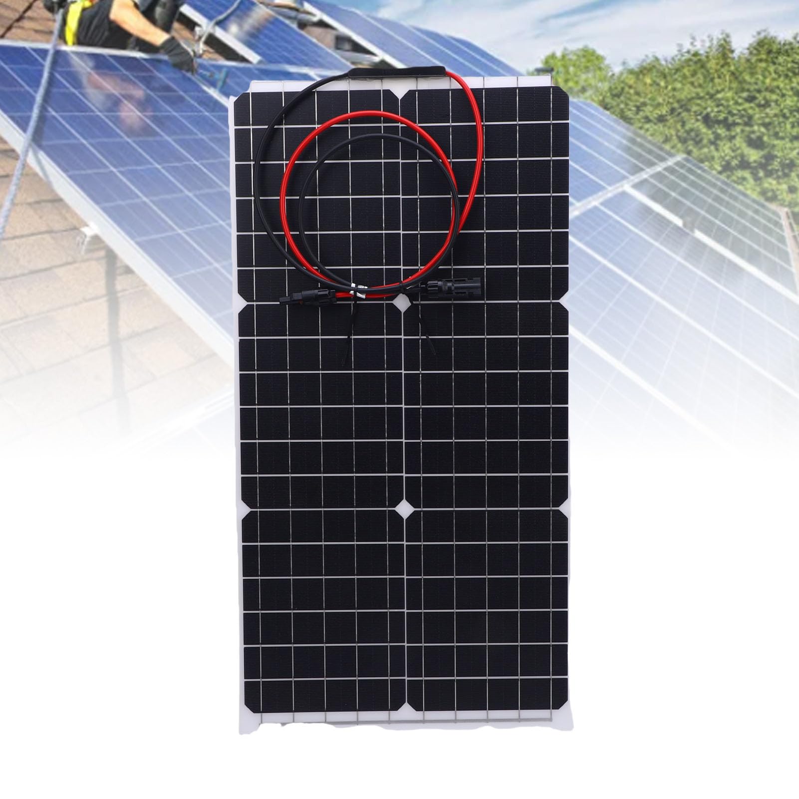 Generic Zestaw Kontrolera Panelu Słonecznego Wydajny Panel ładujący z Krzemu Monokrystalicznego 30 W 18 V do Domowej Szklarni Kempingowej, Wodoszczelna Konstrukcja