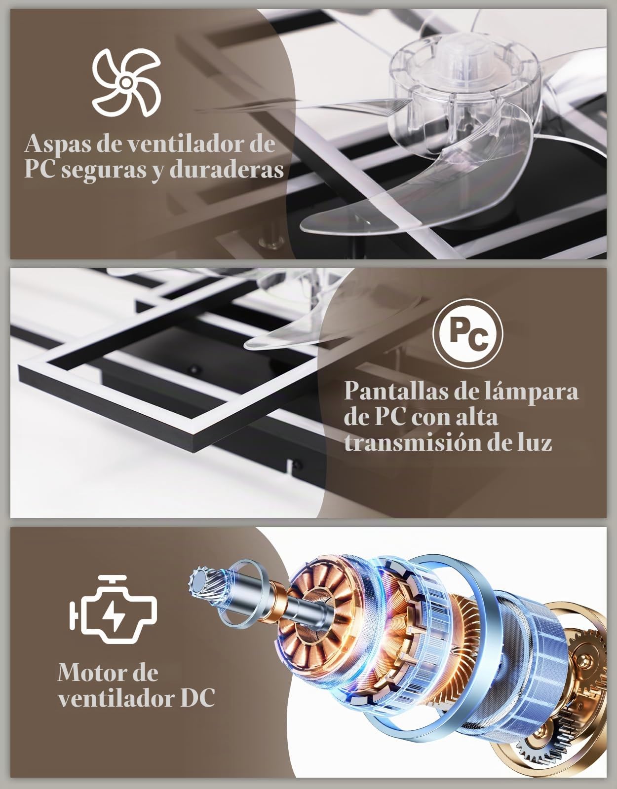 Homefire Lámpara de techo moderna con ventilador de 94cm - Ventilador de | techo con luz, 6 velocidades, LED, regulable, con mando a distancia y temporizador para salón, comedor y dormitorio