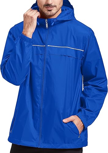 SWISSWELL Chaqueta de lluvia impermeable para hombre, abrigo ligero para correr, rompevientos, golf, moda