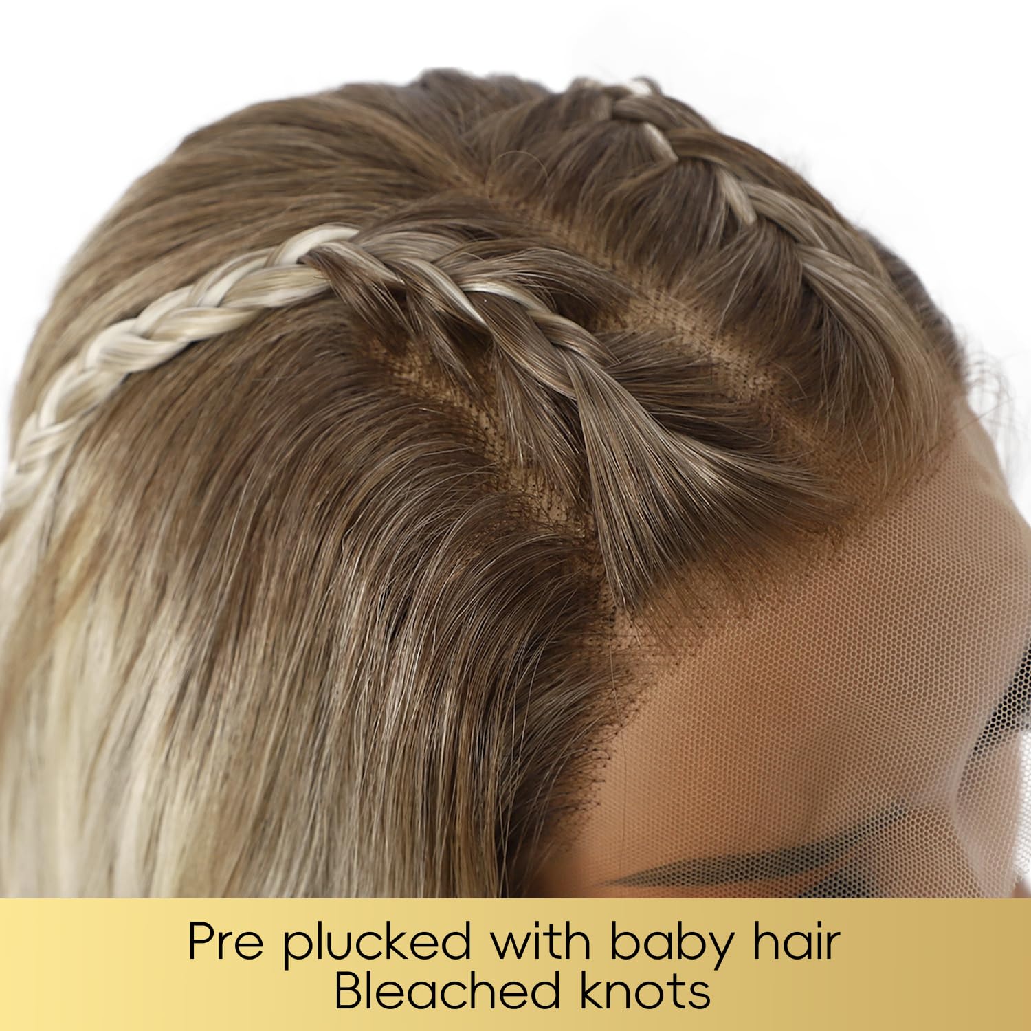 Ombré-Perücke, blond, 33 x 10 cm, synthetische gewellte Lace-Front-Perücke, vorgezupft mit Babyhaar, 150% Dichte, Party, Date, Alltag, natürlich aussehend, 66 cm