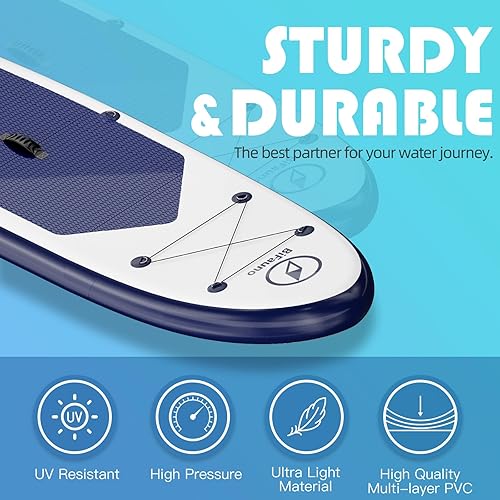 Miniatura 5 de Bifanuo Tabla de remo inflable de 10 x 30 x 6 pulgadas con accesorios de SUP y mochila. Cubierta antideslizante, postura amplia, aleta inferior,