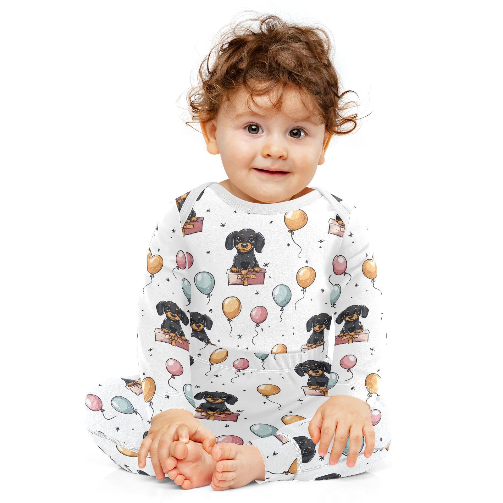 vvfelixl Baby Bodysuits Pants Sets Dachshund Gift Balloon Long Sleeve Baby Clothes for Boys Girls 0-3M
