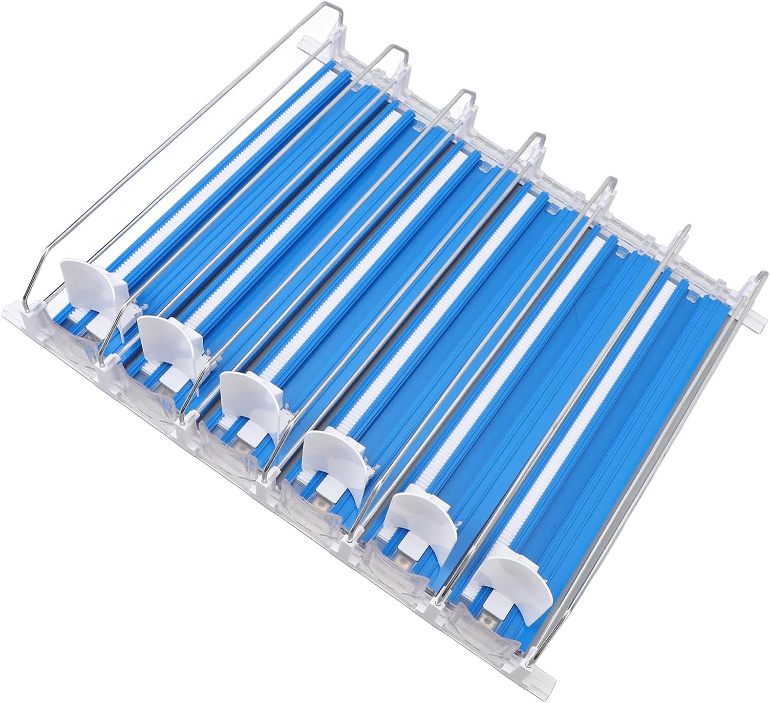 Drink Organizer for Fridge, Fridge Organization Soda Can Organizer Drink Organizer for Fridge Drink Can Dispenser Beverage Organizer (Black)(Blue)