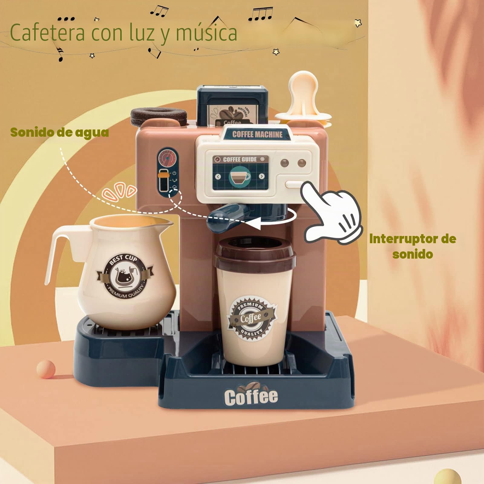 Juguetes de Café para Niños, Juguetes de rol con cafetera y rosquillas Falsas, Juego de café niños, Juguete de Cocina