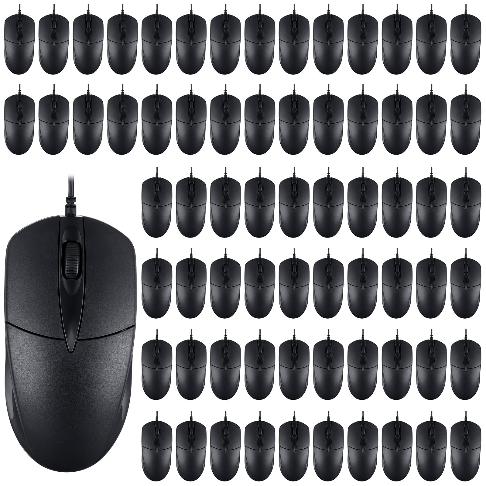Kathfly 30 Pcs Black Wired USB Computer Mouse Bulk 1000 DPI 3 Button Corded Mouse with Home Office Noiseless Simple USB for Computer Laptop Desktop PC