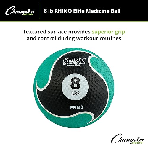 Miniatura 3 de Champion Sports Rhino Elite Medicine Ball  Textured Surface, Superior Grip, Hollow Synthetic Rubber for Consistent Bounce & Durability, Multiple